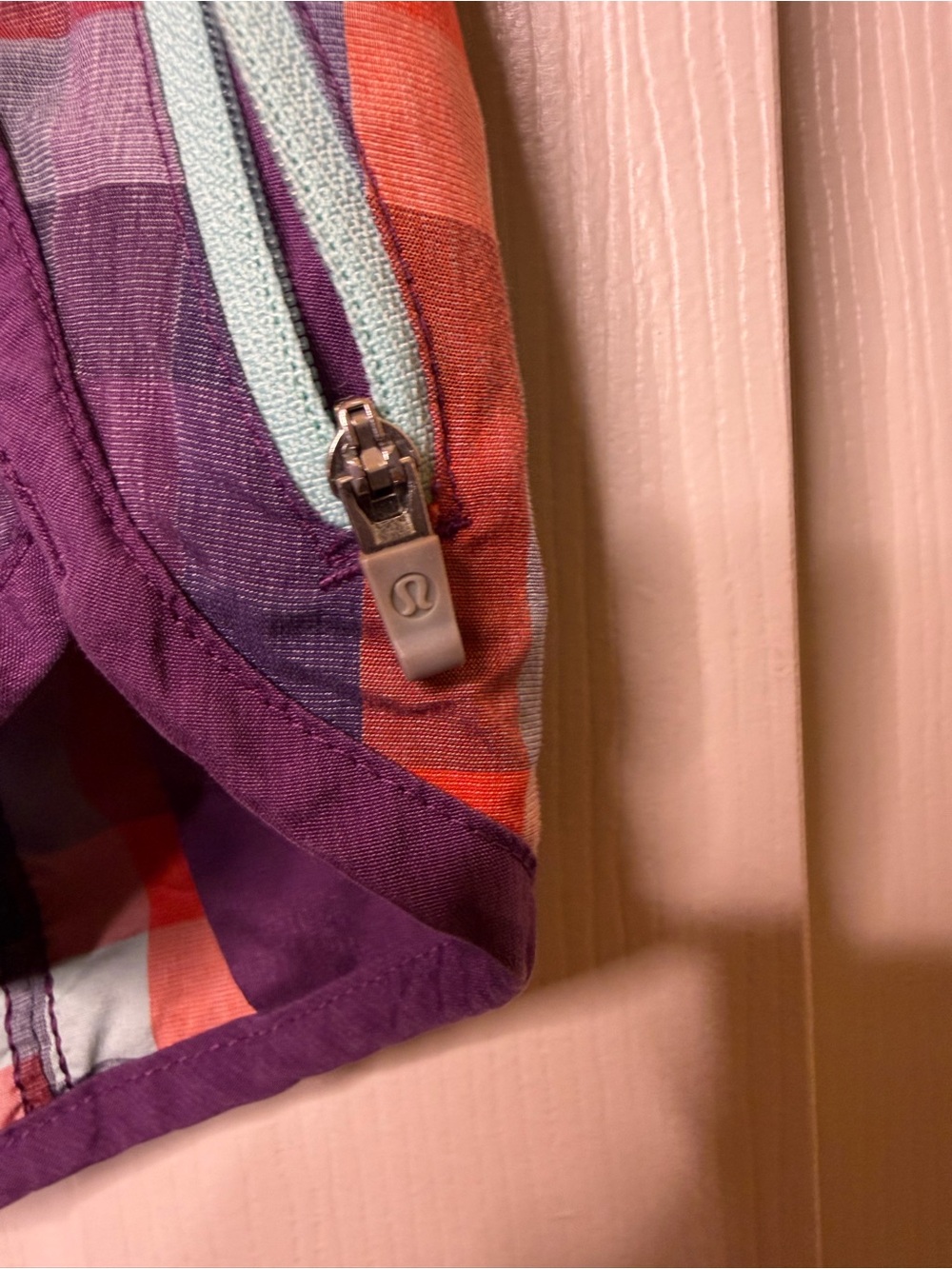 Lululemon Tracker Short Heathered Berry Yum Check Purple Plaid Running Size 8 - Picture 3 of 7